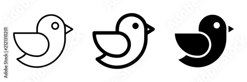 Simple Bird Icons, Outline and Solid Fill, Vector Graphics for Nature and Communication Themes