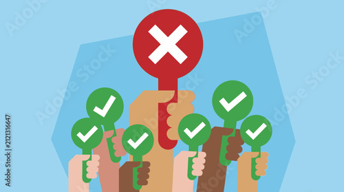 фотографія Illustrative representation of collective decision-making, featuring multiple ha