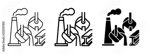 Bild auf Leinwand Industrial Metallurgy Icons: Steel Production, Foundry, Factory, Metal Casting,