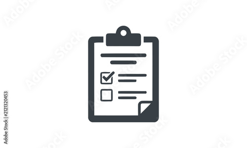 Minimalist clipboard icon with a checklist representing an editable document for professional business and project management tasks