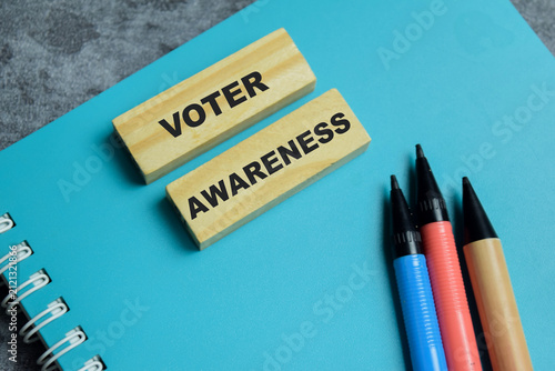 фотографія Concept of voter awareness text on wooden blocks.