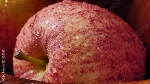 Fresh Red Apple with Water Droplets on Its Skin
