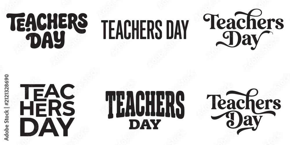 Obraz premium Premium Teachers Day Typography Bundle Collection Featuring Modern Script Vintage Graffiti Bold Hand Lettered Text Designs for School Education Celebration Greeting Cards T Shirts Posters Stickers.