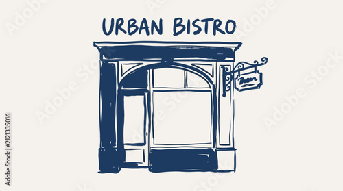 Obraz na plátně Urban bistro storefront sketch