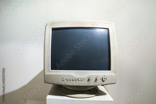 Vintage CRT Computer Monitor Front View (Old Computer Monitor)
