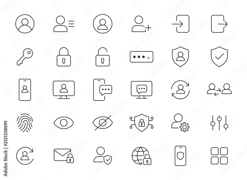 Fototapeta premium Security and Identity Icons for Web and Mobile Applications