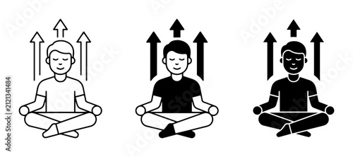 фотографія Meditation Icons, Zen Yoga Poses, Mindfulness Symbols, Inner Peace, Calmness