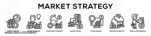 Market Planning web banner icon illustration concept