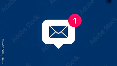 Email notification icon with unread message alert on blue background representing digital communication
