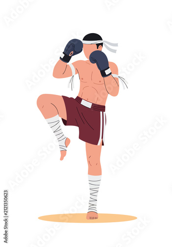 Bild auf Leinwand A male muay thai athlete, vector illustration design, a martial arts form thaila