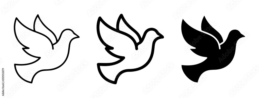 Obraz premium Dove Icons, Peace Symbol Vector Art, Flying Bird Silhouettes for Freedom and Hope Graphics