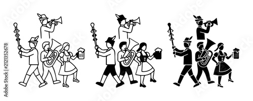 Cuadro en lienzo Oktoberfest Celebration Vector Set, Bavarian Music Band, Traditional German Lede