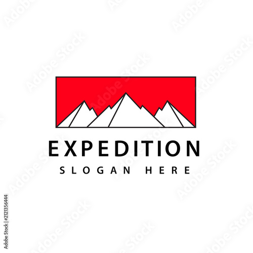 Mountain expedition club simple logo design vector