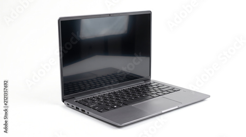 Modern gray laptop computer isolated on a clean white background studio shot
