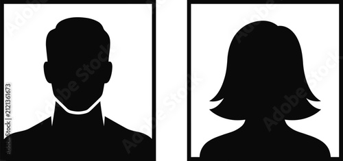 Male and female avatar profile picture icons, user sign, person silhouette, vector illustration set