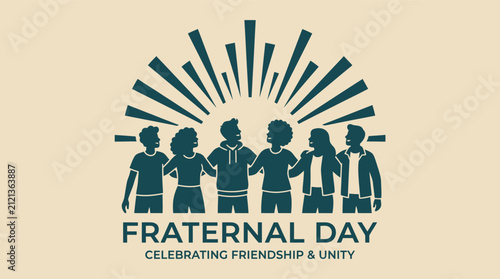 Group of friends standing together celebrating Fraternal Day.