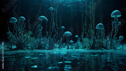 underwater world in the aquarium