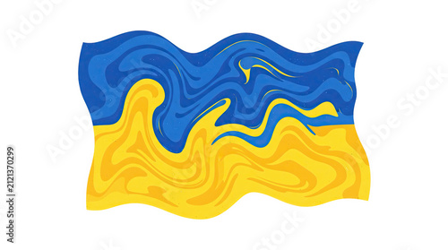 Flag of Ukraine appears as a liquid marble swirl of blue and yellow paint on transparent background