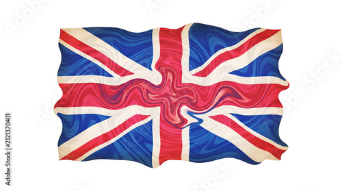 Flag of the United Kingdom displays a vibrant liquid marble effect on transparent background