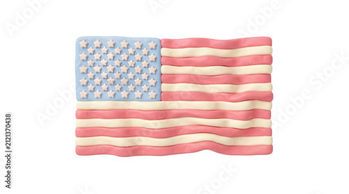 Flag of the United States appears as a soft textured clay sculpture on transparent background