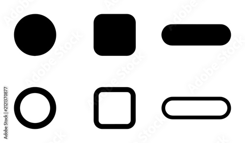 Quadro su tela 70 Minimalist Geometric Shapes, Simple Icons Set: Circle, Square, Rounded Rectan