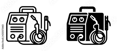 Foto Welding Machine Icons, Metal Fabrication Equipment, Industrial Tools, Black and