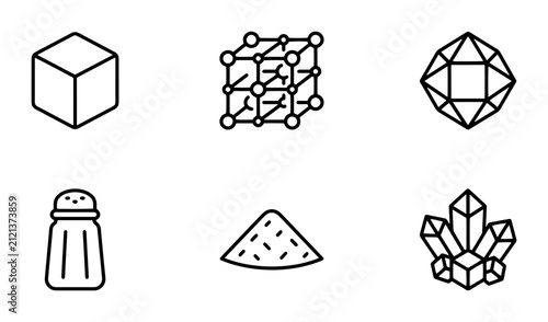 Bild auf Leinwand 70 Geometric Crystal Icons, Molecular Structure, Diamond Gemstone, Salt Shaker,