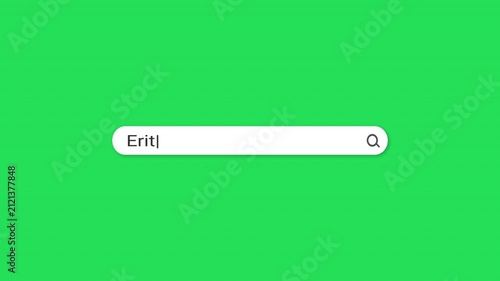 Green screen search bar typing animation with Eritrea travel query. Flat minimal chroma key design. Perfect for travel, news, social media and marketing content.