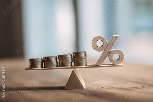 coins and percent for concept profit and investment 