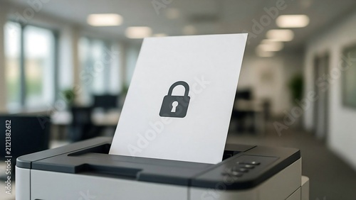 Title:
Secure document printing with privacy protection and data security concept photo