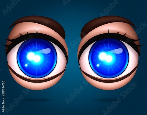 Close up of human eyes with colorful iris reflections.