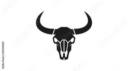 Minimalist black bull skull vector icon illustration.