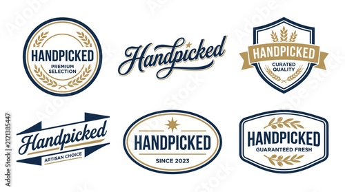 Obraz na płótnie This selection of elegant 'Handpicked' logos highlights the premium quality and curated choices, representing brands that emphasize quality and artisan craftsmanship