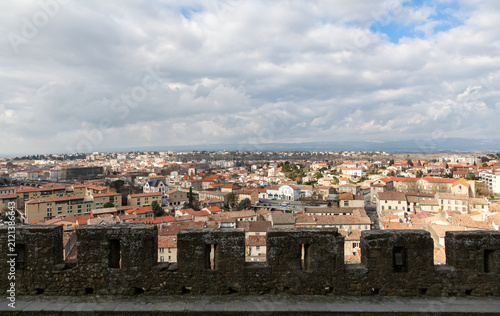 Bild auf Leinwand Panoramic view of Carcassonne from medieval fortress walls, France