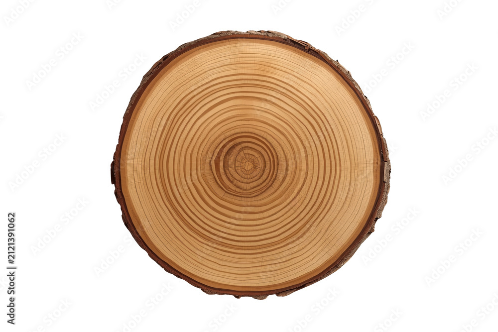 Fototapeta premium Round tree trunk wood slice with concentric rings