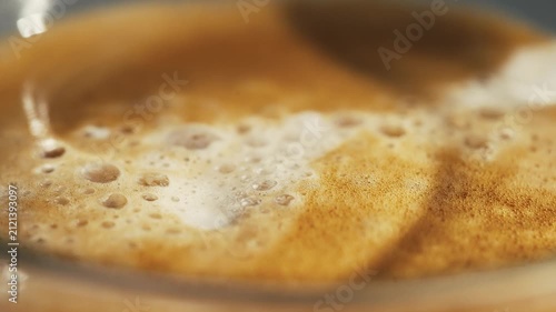 Freshly brewed coffee with foamed milk topping