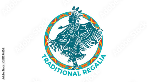Indigenous dancer in traditional regalia illustration.