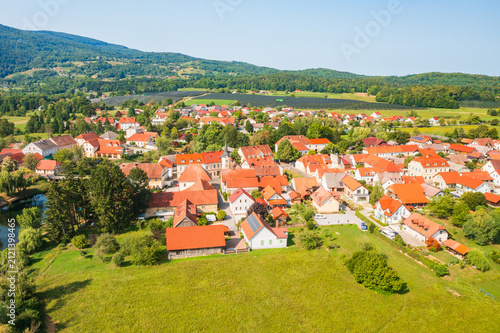 erial view of small town Kostanjevica na Krki in Slovenia, Europe, popular cultural site and tourist destination