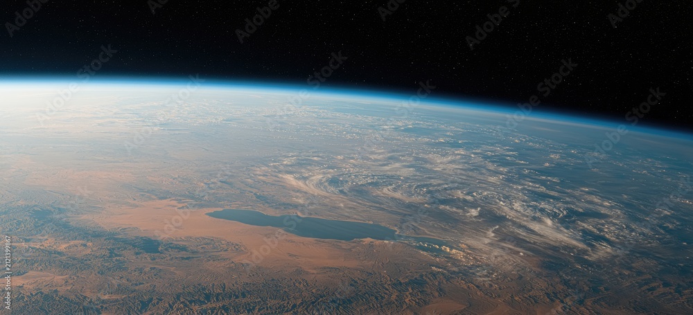 Fototapeta premium View of Earths Atmosphere and Surface from Space.