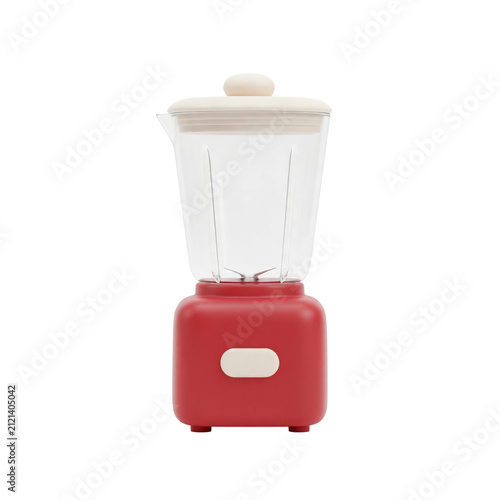 3D Retro Red Blender Kitchen Appliance Illustration Isolated on a Transparent Background