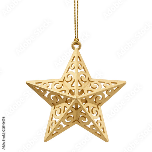 Golden Star Ornament Illustration Isolated on a Transparent Background