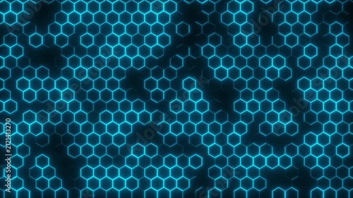 4k Blue Neon Hexagons