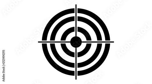 Minimalist black and white target icon for precision aiming.