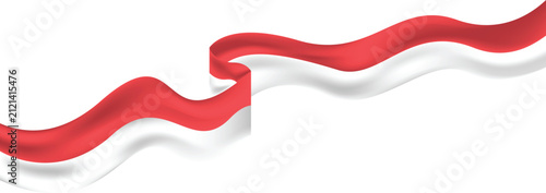 Wavy Indonesia flag ribbon vector illustration isolated on white background