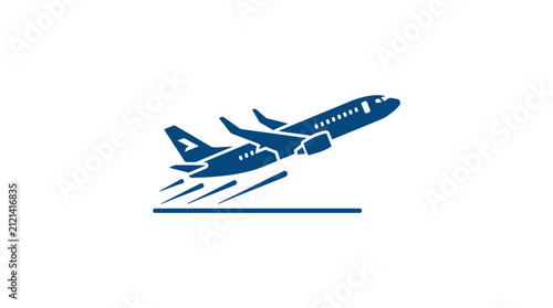 Takeoff Action Event Featuring A Commercial Passenger Airplane Subject During A Departure Flight At An Airport Environment Flat Vector Icon