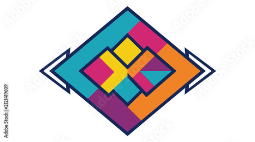 Abstract Geometric Diamond Logo Design with Colorful Pattern.