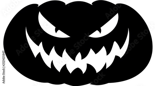 A black silhouette of a scary Jack-o'-lantern with glowing eyes and a jagged mouth, perfect for Halloween festivities