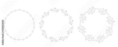 シックな草花円フレームセット