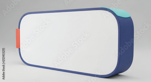 Simple Flat Illustration of a Whiteboard with Blue Frame and Red Handle