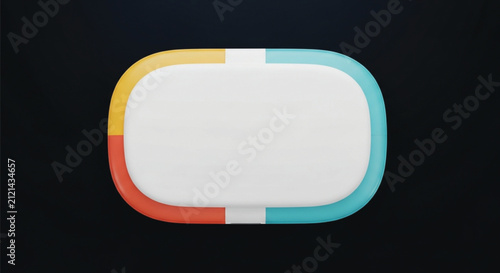 Vibrant Flat Design Element with Rounded Corners in Yellow and Red on Black Background